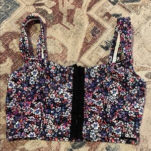 Mudd Floral Crop Top - Black and Multicolor